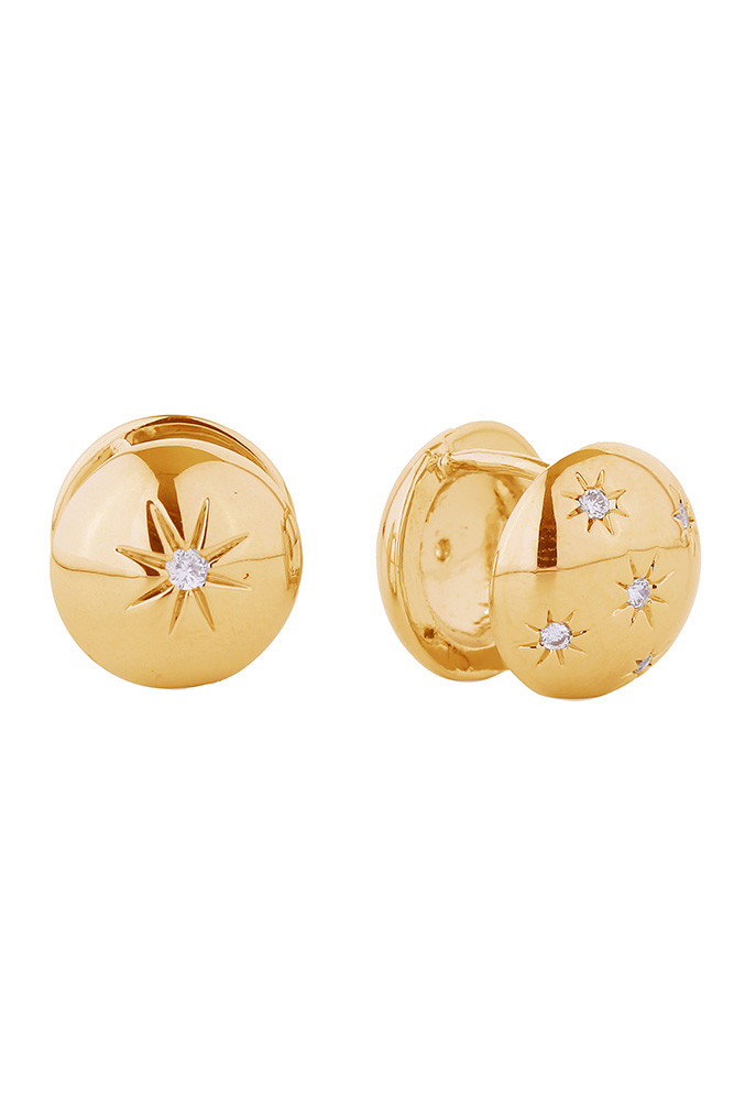 Women's 14K Gold Dipped Victorian Star Huggie Earrings in Gold
