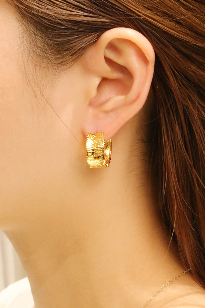 Women's 14K Gold Dipped Engraved Huggie Hoop Earrings by BURACQ