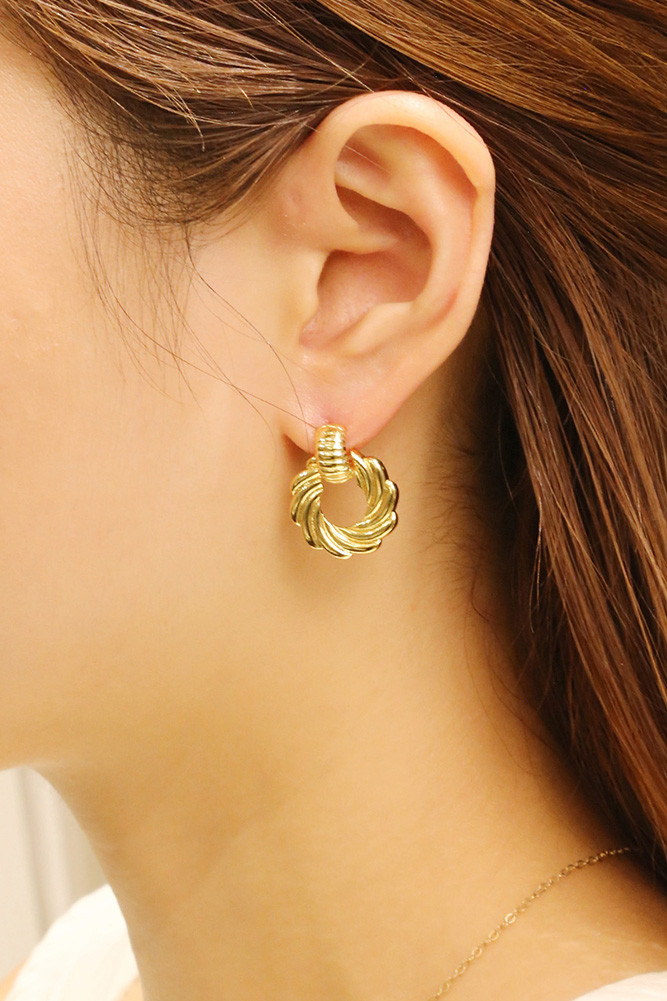 Women's 14K Gold Dipped Spiral Whirl Stud Earrings by BURACQ