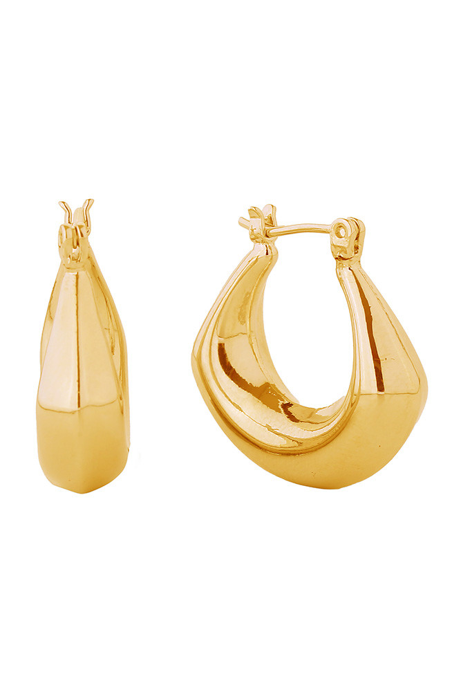 Women's 14K Gold Dipped Puffy Hoop Earrings in Gold