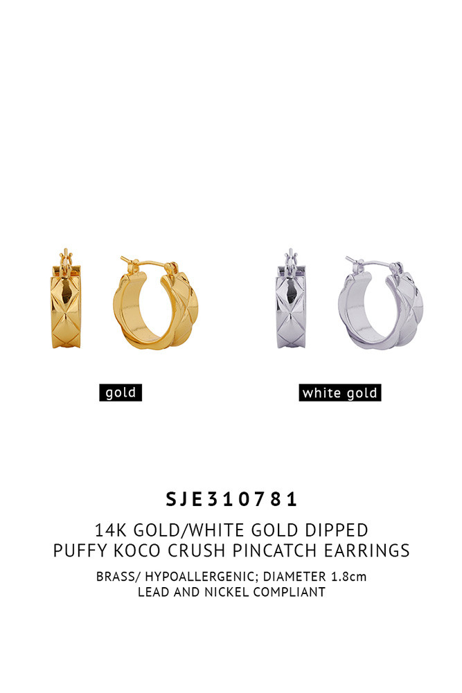 Women's 14K Gold Dipped Puffy Koco Crush Hoop Earrings — hoop earrings photo 2