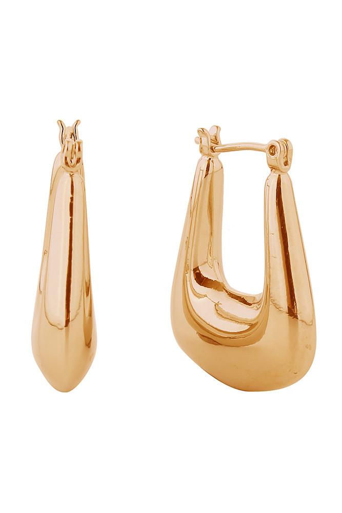 Women's 14K Gold Dipped Puffy Square Hoop Earrings in Gold