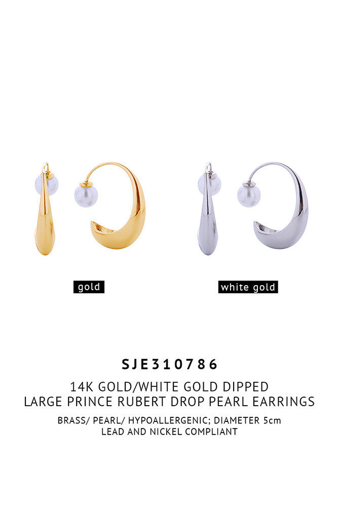 Women's 14K Gold Dipped Large Prince Rubert Drop Pearl Earrings — earrings photo 2