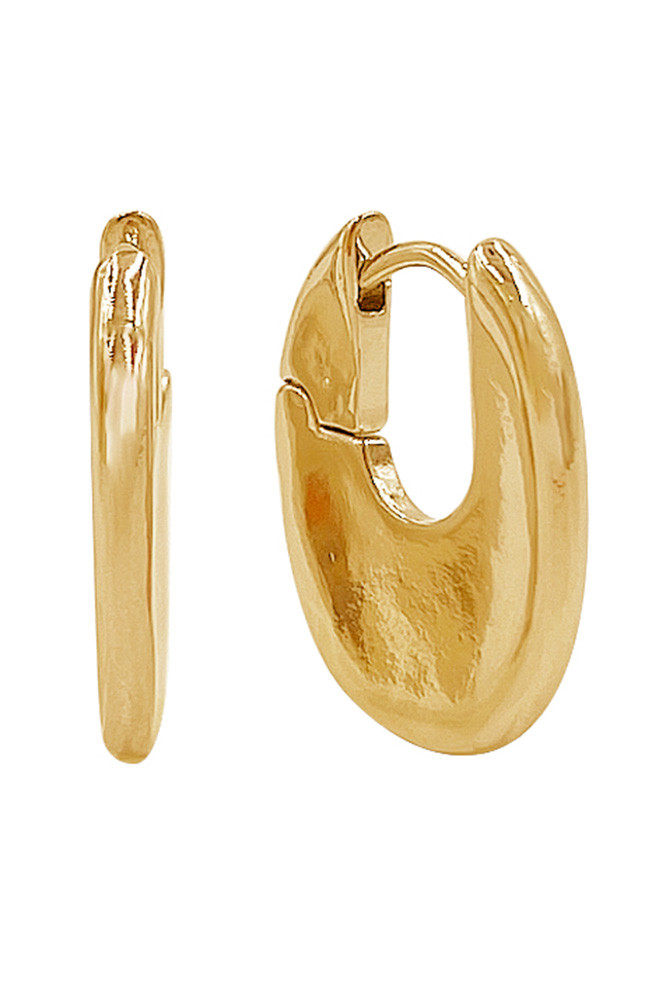 Women's 14K Gold Dipped U Shaped Huggie Hoop Earrings in Gold
