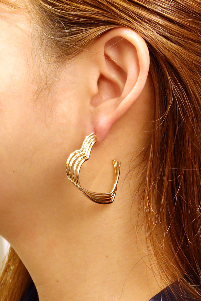 Women's 14K Gold Dipped Triple Open Heart Stud Earrings in Gold