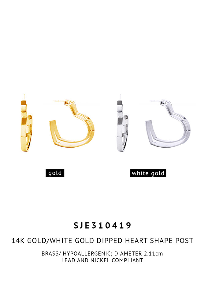 Women's 14K Gold Dipped Heart Shape Stud Earrings — earrings photo 2