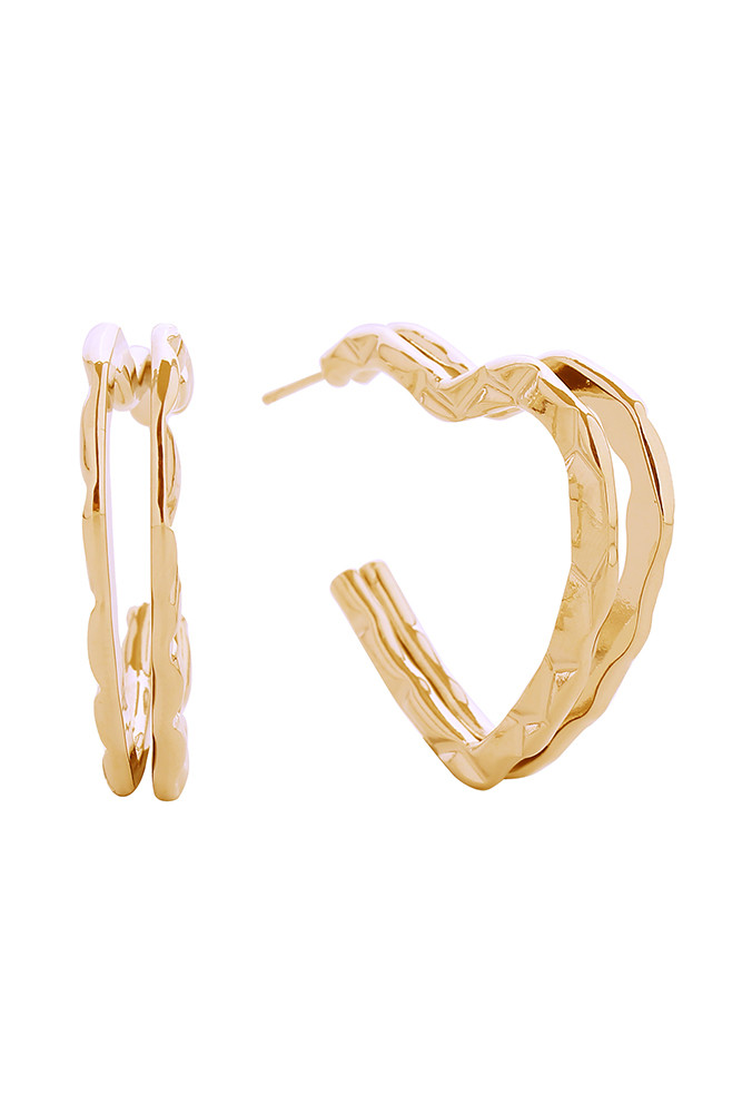Women's 14K Gold Dipped Open Heart Stud Earrings in Gold