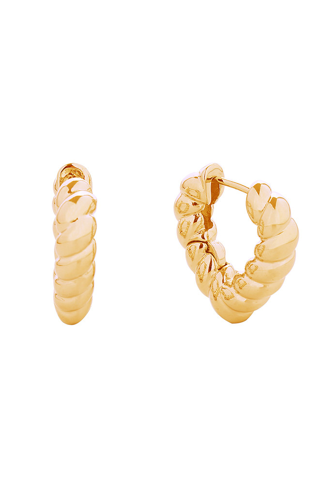 Women's 14K Gold Dipped Twisted Heart Huggie Earrings in Gold