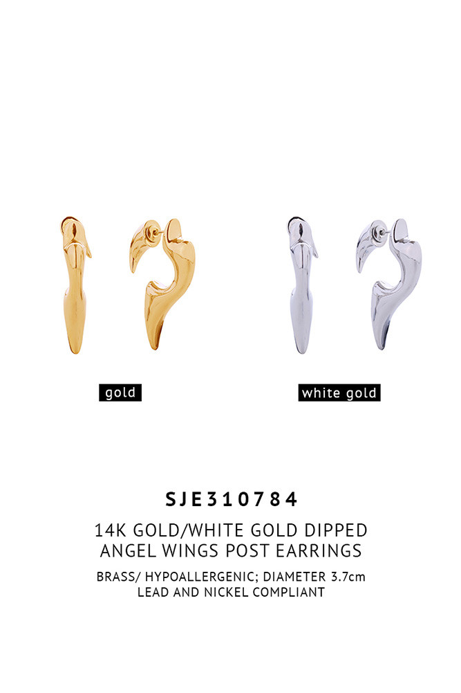 Women's 14K Gold Dipped Angel Wings Stud Earrings — earrings photo 2