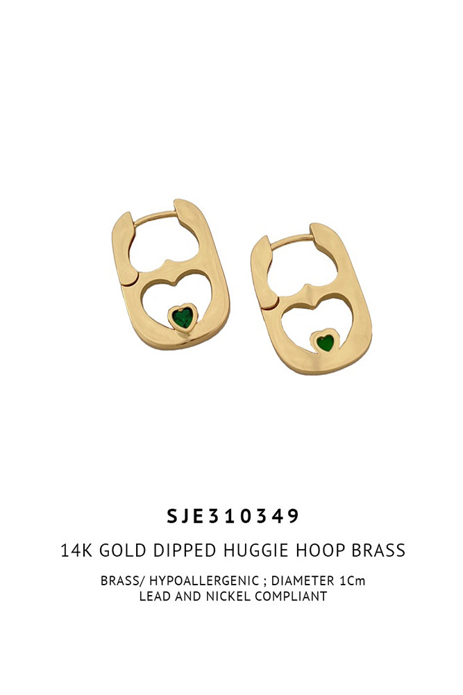 Women's 14K Gold Dipped Huggie Hoop Brass Earrings — hoop earrings photo 2