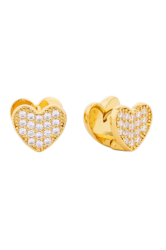 Women's 14K Gold Dipped Huggie Earrings CZ Paved in Gold