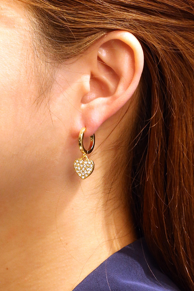 Women's 14K Gold Dipped Radiant Heart Swing Earrings in Gold