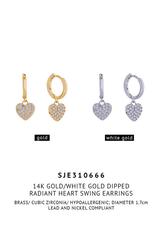 Women's 14K Gold Dipped Radiant Heart Swing Earrings by BURACQ