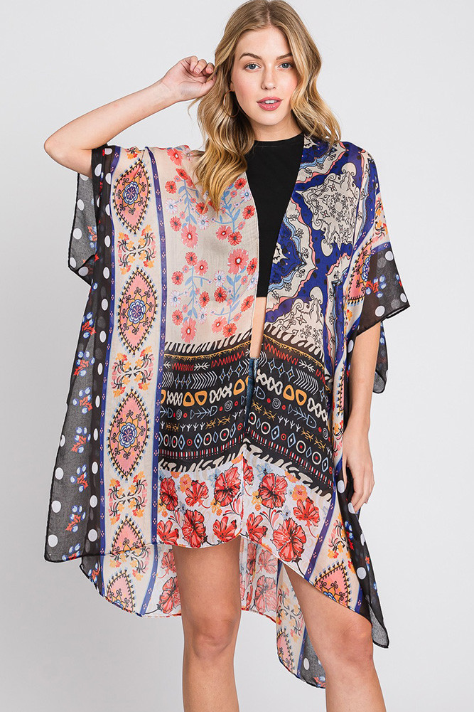 Women's Boho Flower Print Kimono by BURACQ