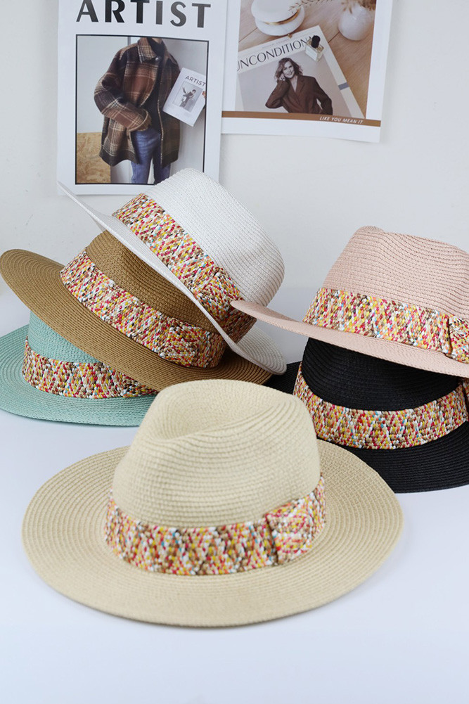 Women's Multi Color Strawband Straw Hat by BURACQ