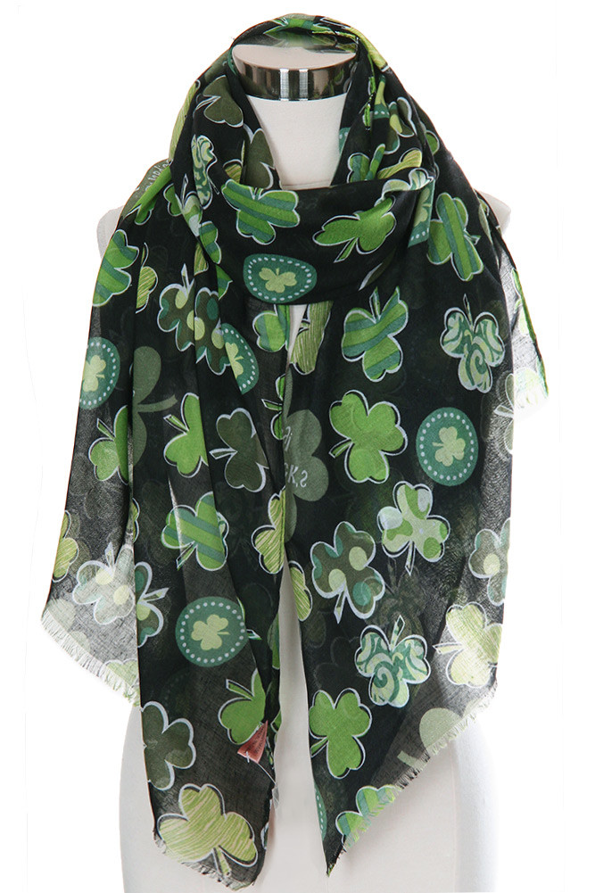 Women's St Patrick Day Oblong Scarf in Black
