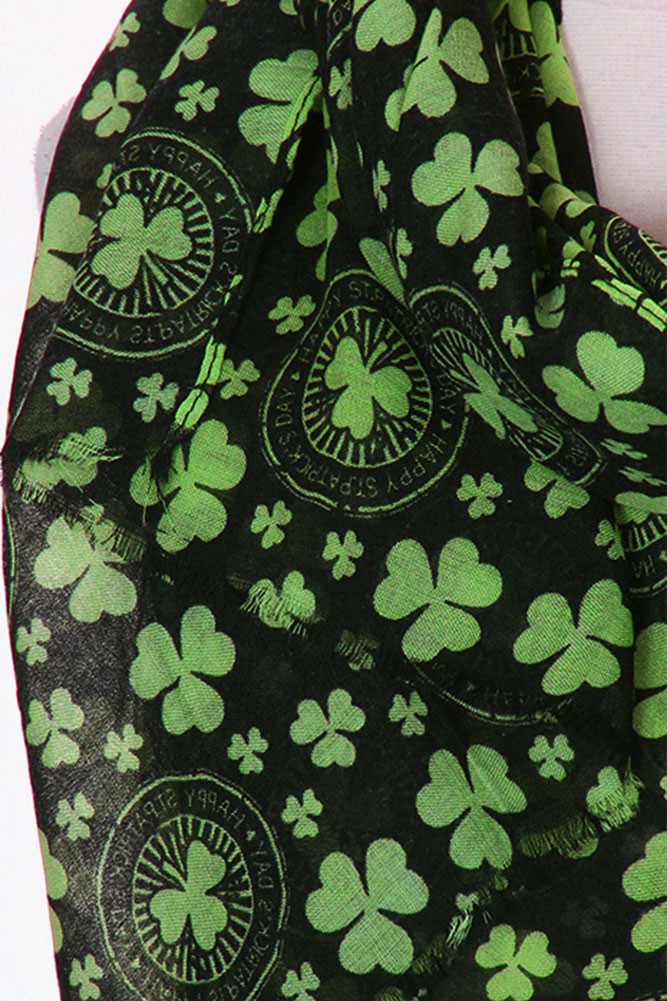 Women's St Patrick Day Oblong Scarf in Black
