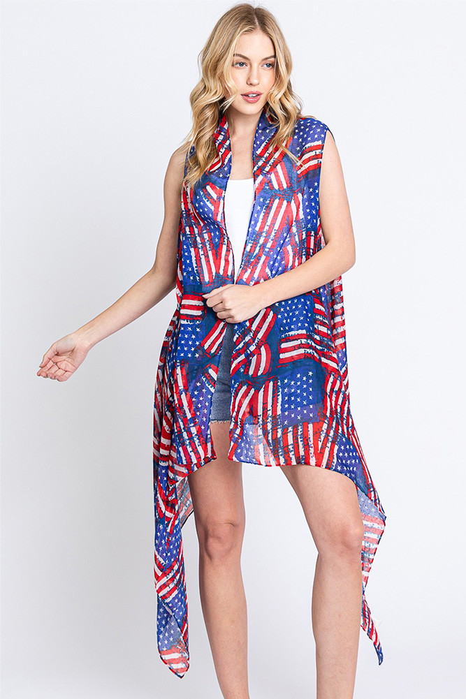 Women's Grunge American Flag Star Vest — vest photo 2