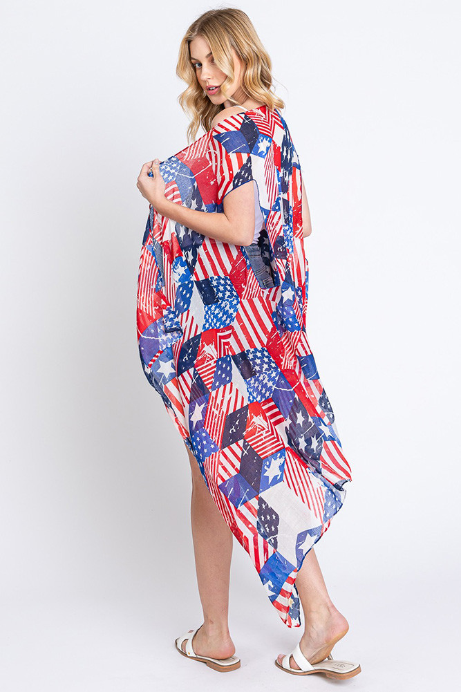 Women's Grunge Multi Pattern American Flag Star Vest — vest photo 4