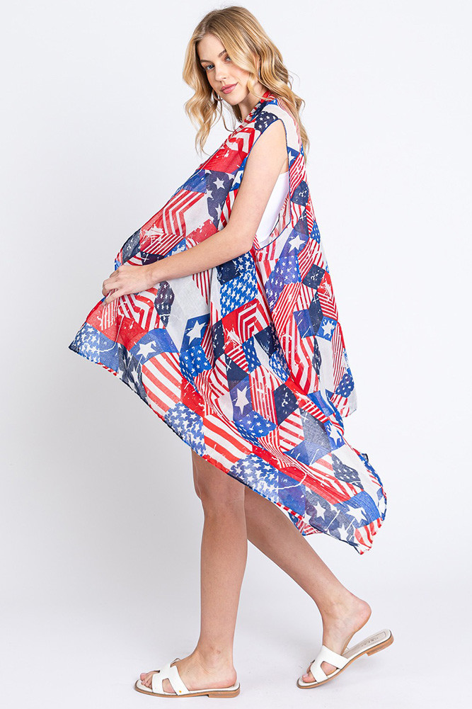 Women's Grunge Multi Pattern American Flag Star Vest — vest photo 6