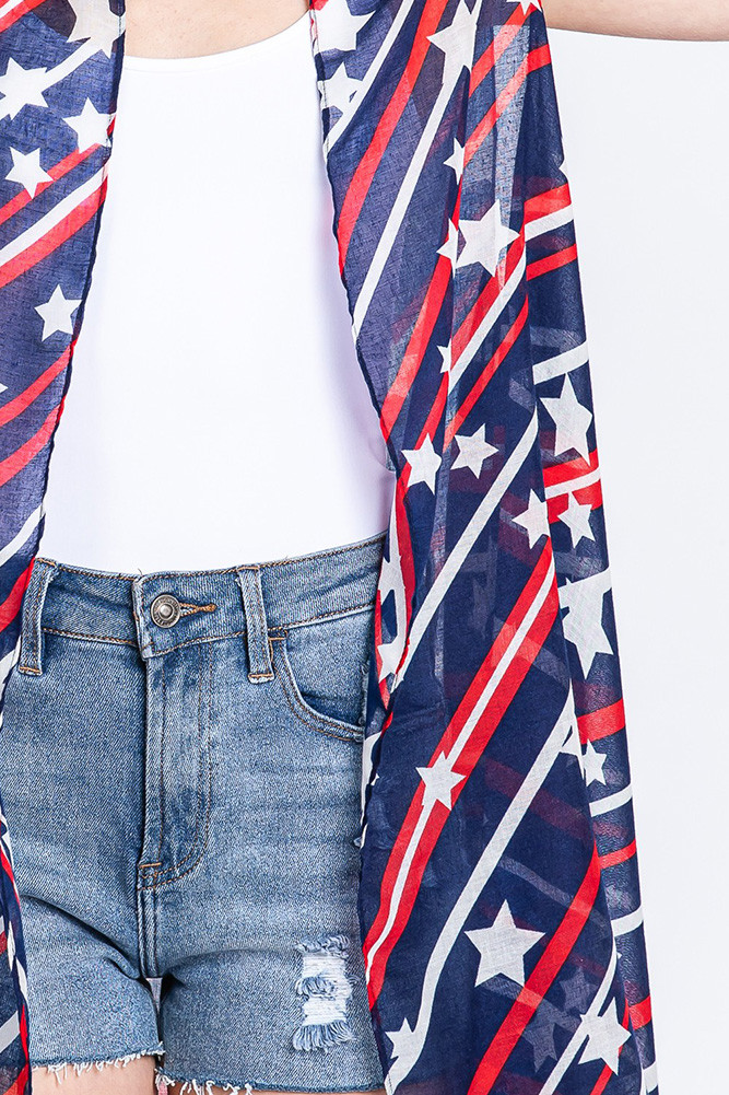 Women's Diagonal Stripes and Stars American Flag Design Vest — vest photo 7
