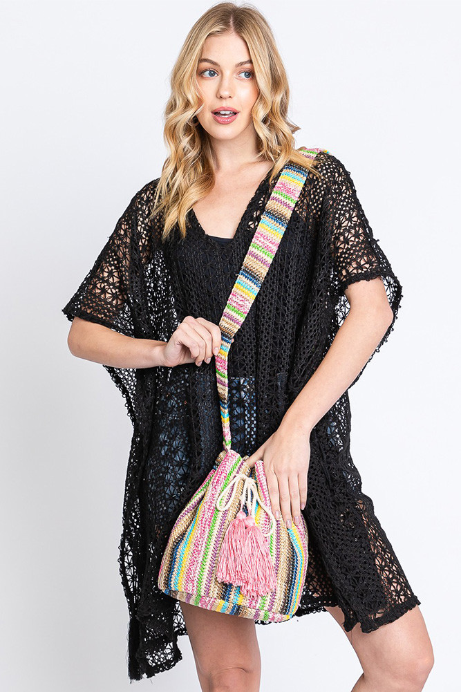 Women's Multi Color Striped Bucket Bag — bucket bag photo 6