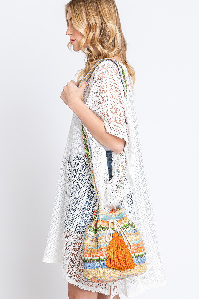 Women's Multi Color Geometric Pattern Bucket Bag — bucket bag photo 8