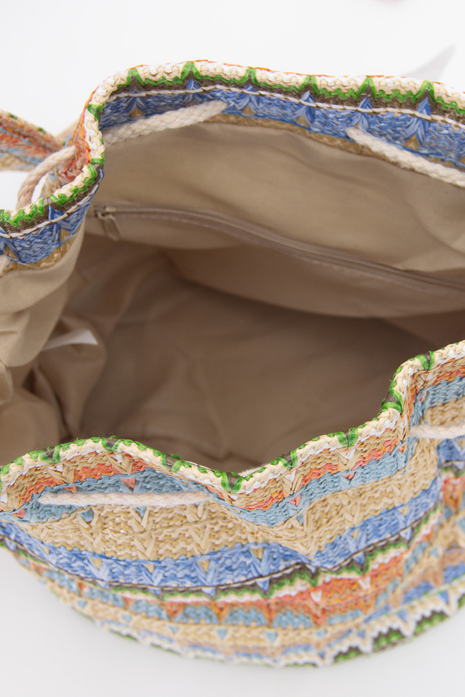 Women's Multi Color Geometric Pattern Bucket Bag — bucket bag photo 3