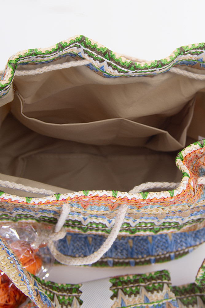 Women's Multi Color Geometric Pattern Bucket Bag — bucket bag photo 4