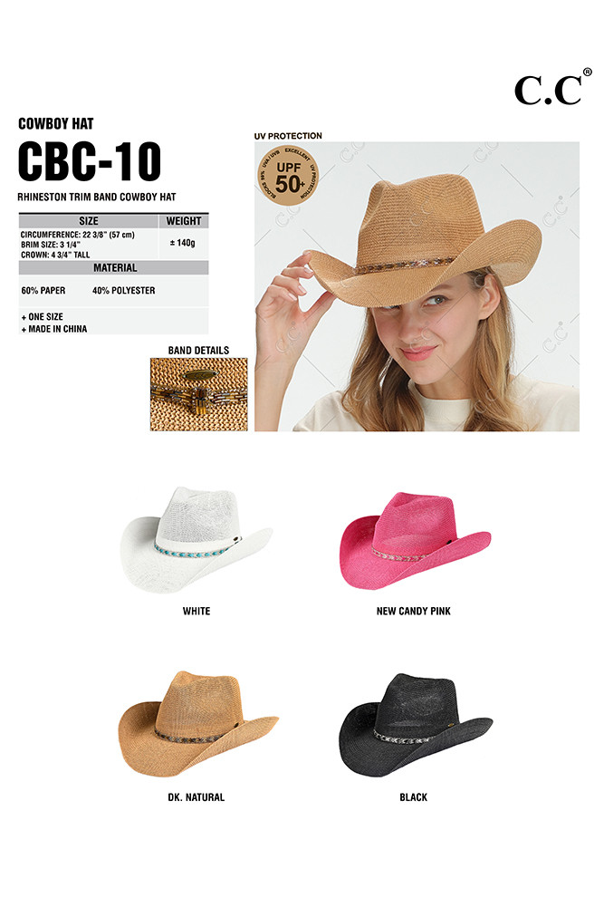 Women's Rhinestone Trim Band Cowboy Hat — cowboy hat photo 2