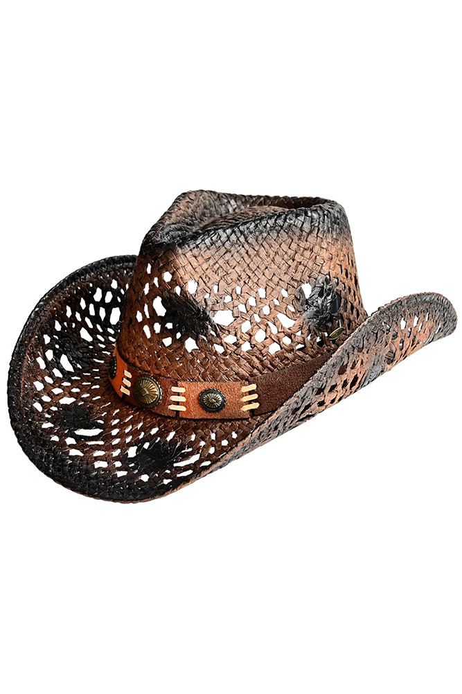 Women's Multi Color Vegan Suede Band Cowboy Hat in Dark Brown