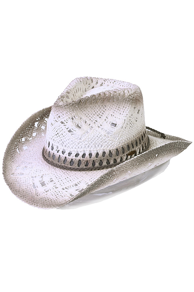 Kids Braided Suede Trim Band Weave Cowboy Hat in Black