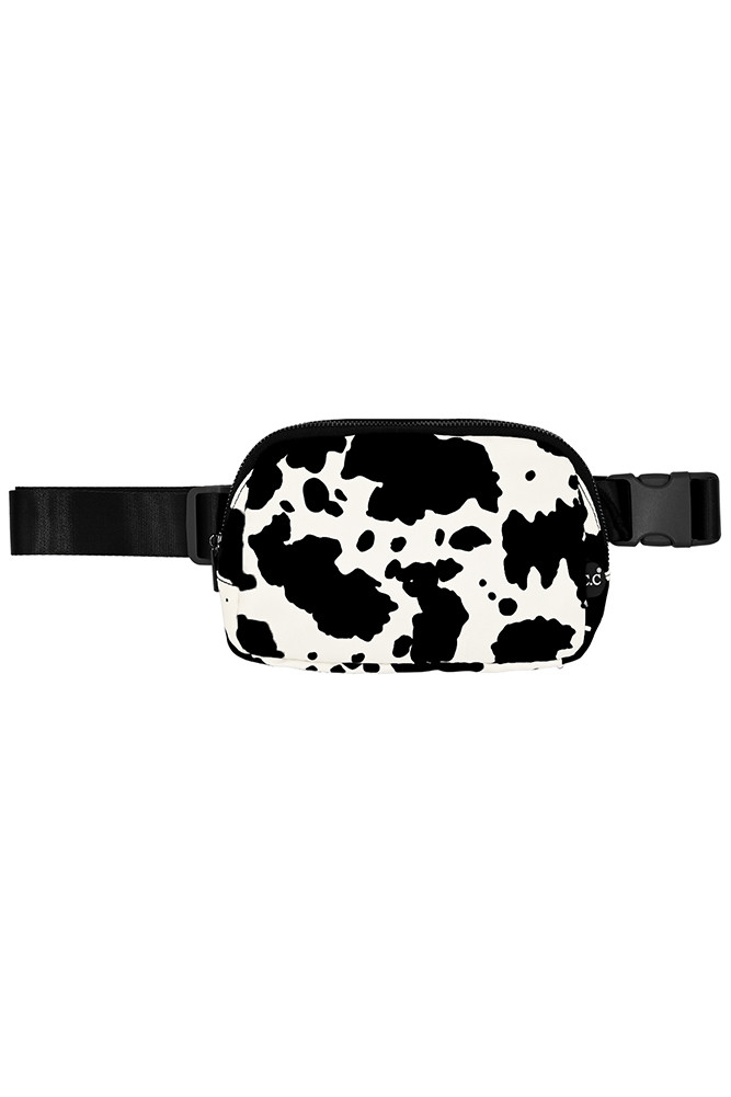 Women's Cow Pattern Fanny Pack Belt Bag in Black