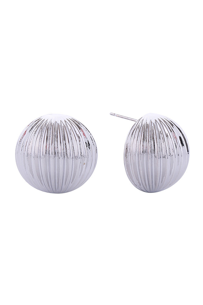 Women's 14K Gold Dipped Ribbed Round Stud Earrings by BURACQ