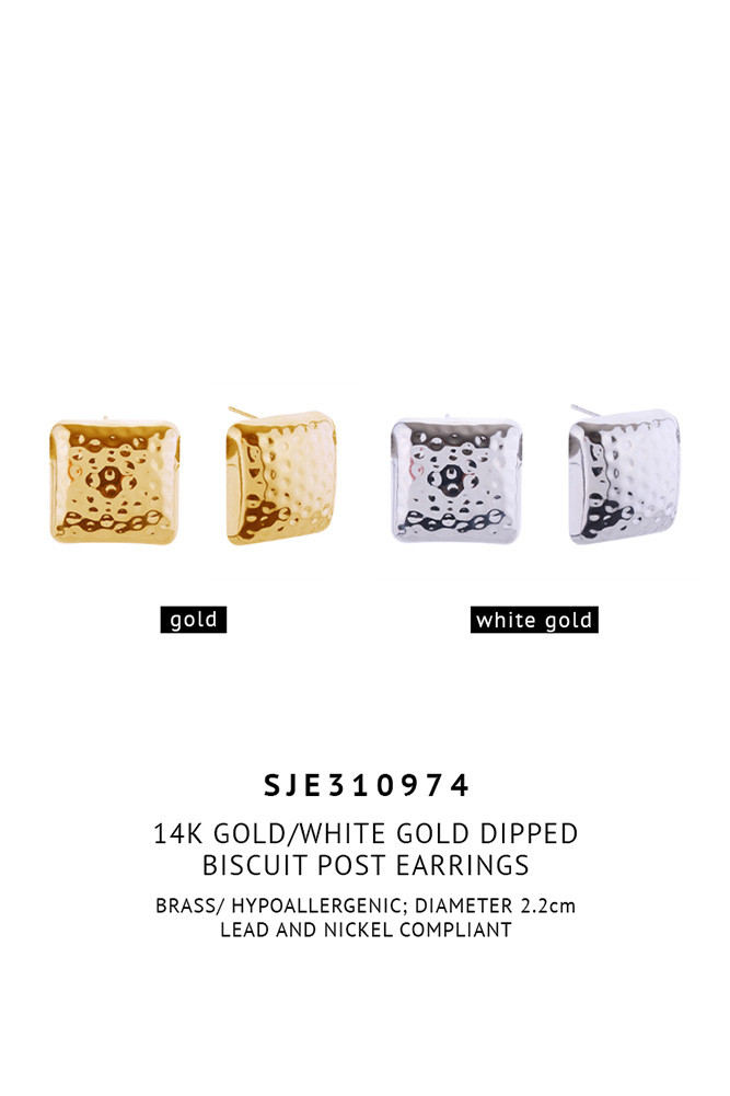 Women's 14K Gold Dipped Biscuit Stud Earrings by BURACQ
