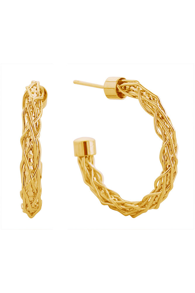 Women's 14K Gold Dipped Braided Open Hoop Earrings by BURACQ