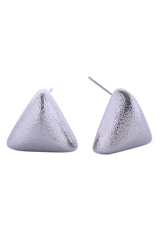 Women's 14K Gold Dipped Glitter Texture Triangle Stud Earrings by BURACQ