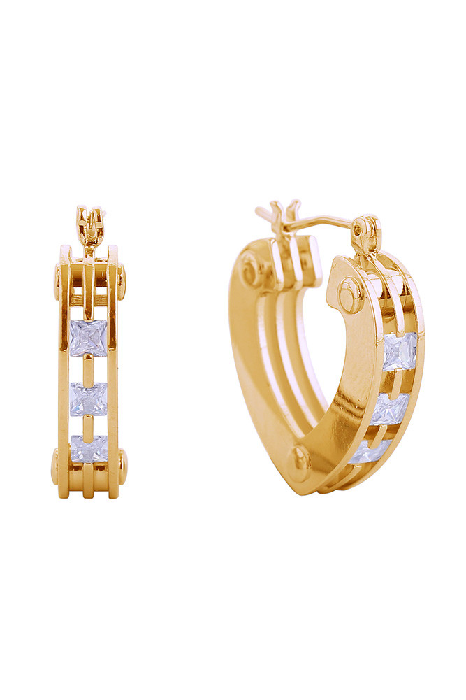 Women's 14K Gold Dipped Trio Layer Heart Hoop Earrings by BURACQ