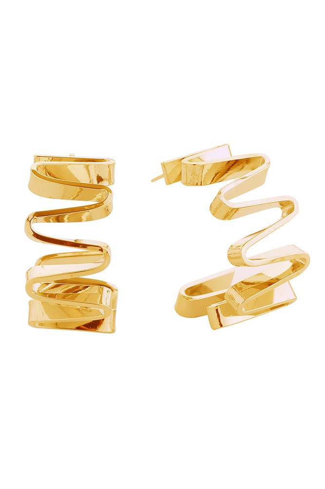 Women's 14K Gold Dipped Zigzag Hoop Earrings by BURACQ