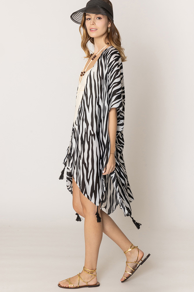 Women's Zebra Animal Pattern Print Kimono — kimono photo 3