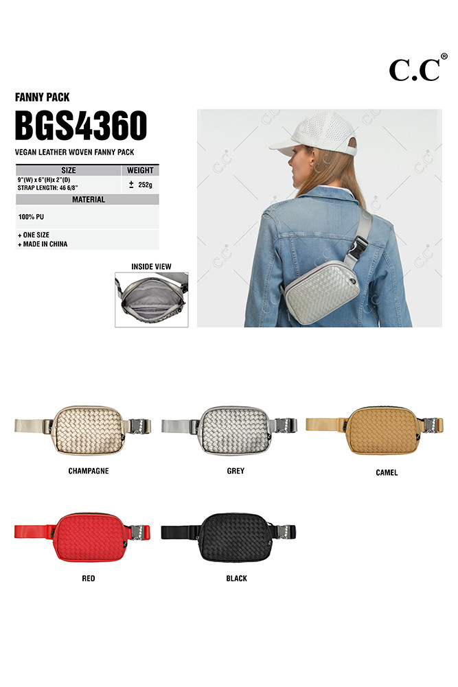 Women's Vegan Leather Woven Fanny Pack Belt Bag — fanny pack photo 2