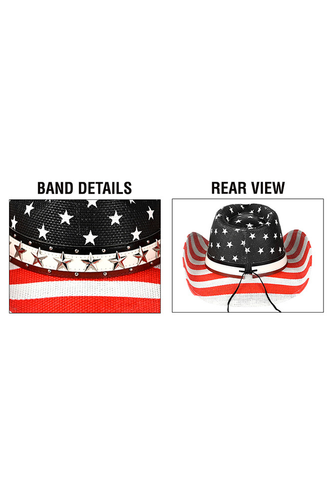 Women's American Star Studs Trim Band American Cowboy Hat — cowboy hat photo 3