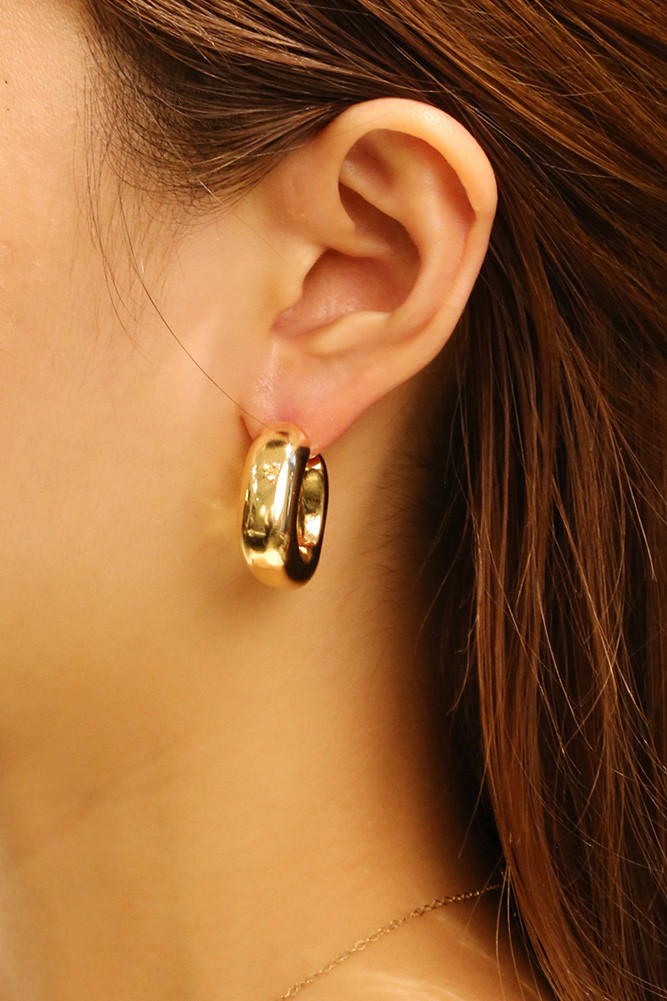 Women's 14K Gold Dipped Rounded Open Square Earrings in Gold