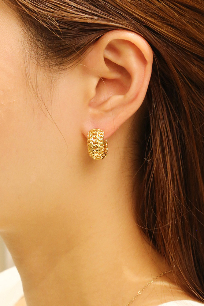 Women's 14K Gold Dipped Triple Chain Huggie Hoop Earrings in Gold