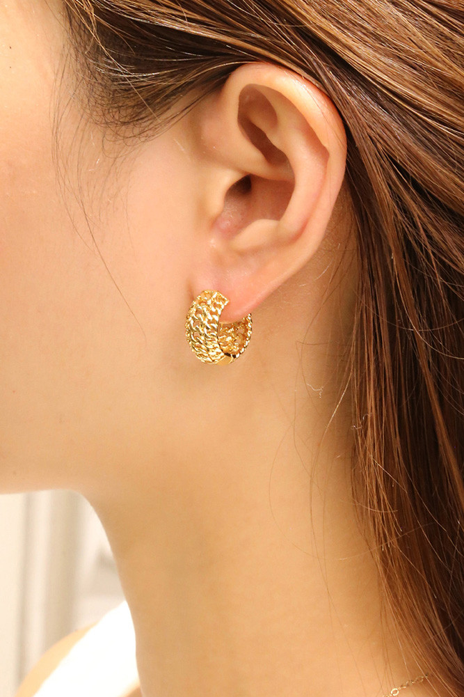 Women's 14K Gold Dipped Triple Chain Huggie Hoop Earrings in Gold