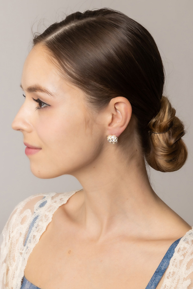 Women's 14K Gold Dipped Cluster CZ Heart Stud Earrings in Gold