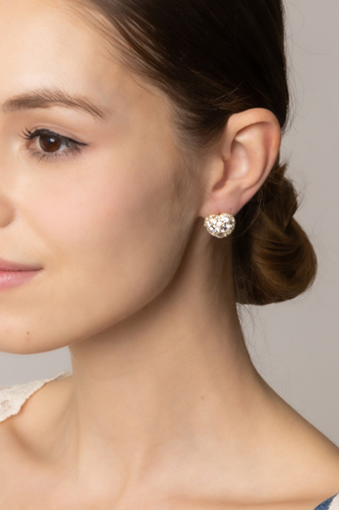 Women's 14K Gold Dipped Cluster CZ Heart Stud Earrings in Gold