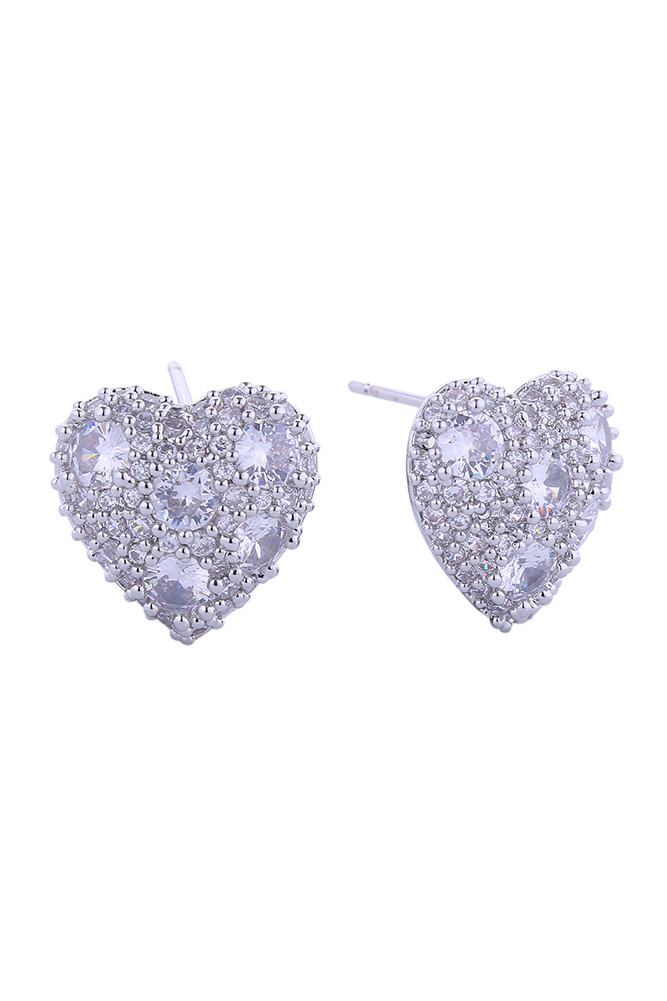 Women's 14K Gold Dipped Cluster CZ Heart Stud Earrings by BURACQ