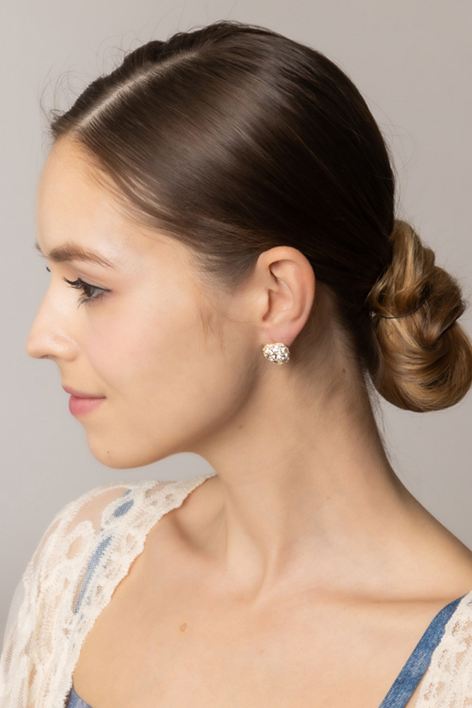Women's 14K Gold Dipped Cluster CZ Heart Stud Earrings in Gold