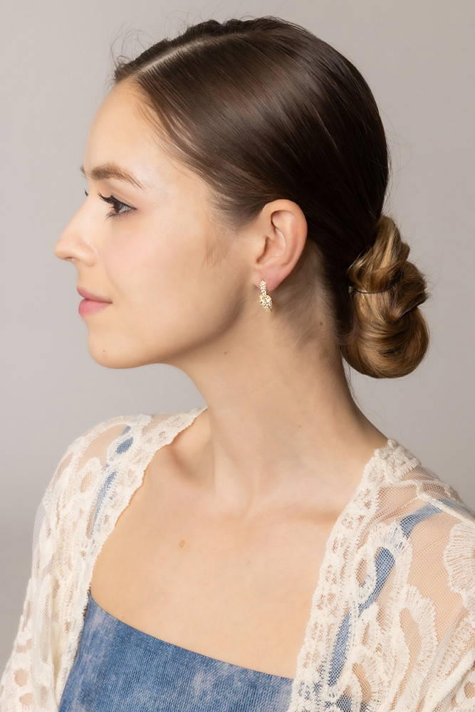 Women's 14K Gold Dipped Cluster CZ Heart Drop Stud Earrings in Gold
